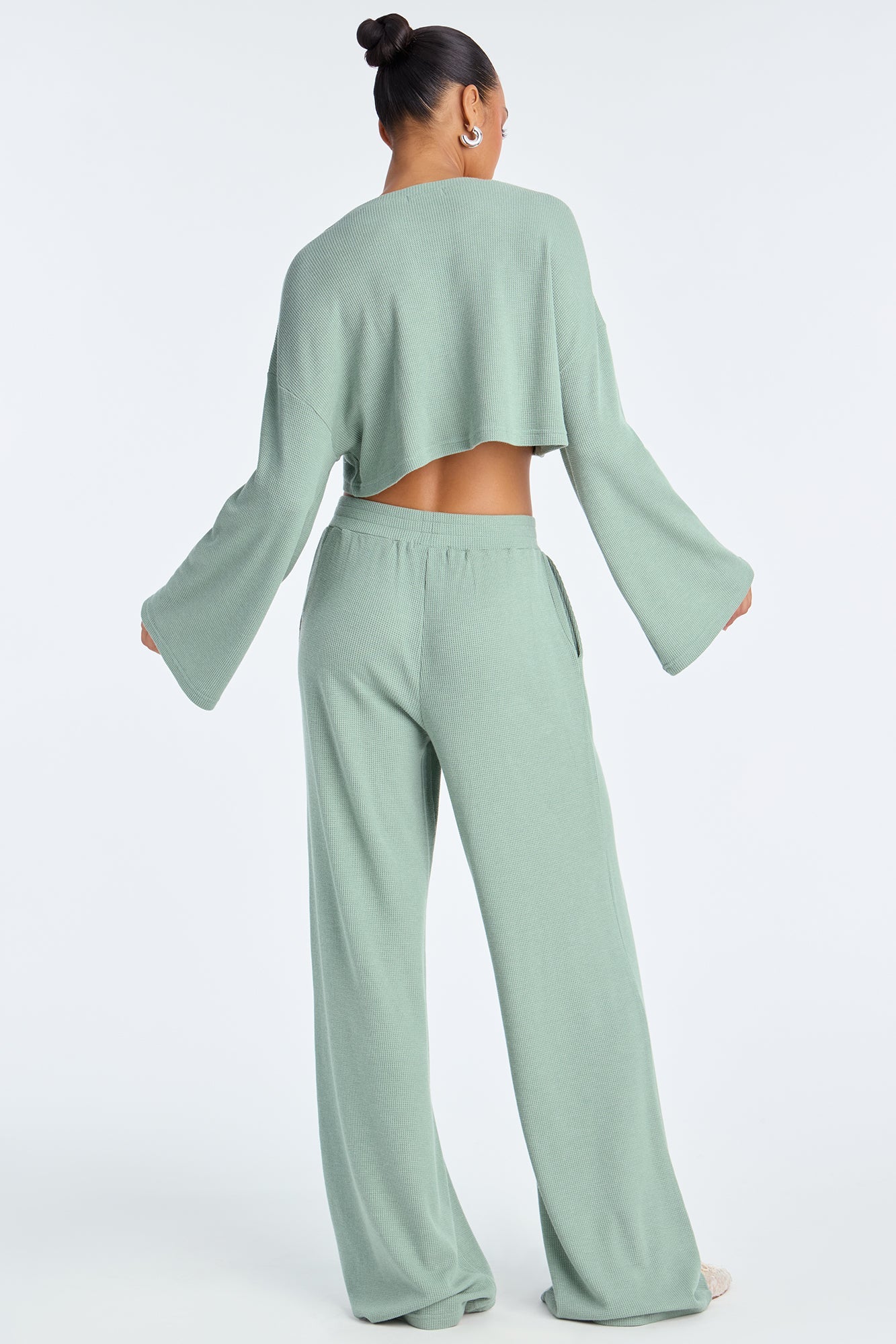 Makayla Waffle Pant Set - Sage