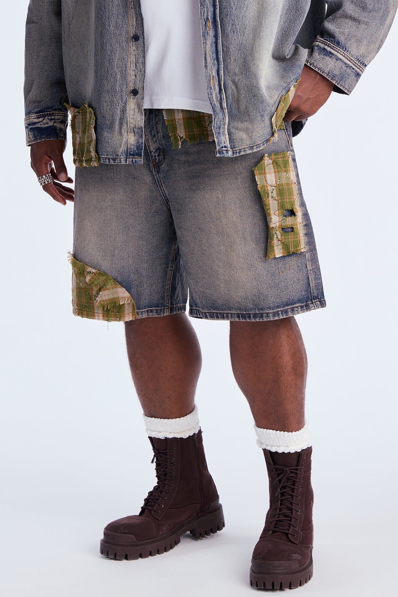 Straight Sohail Distressed Denim Short - Vintage Blue Wash