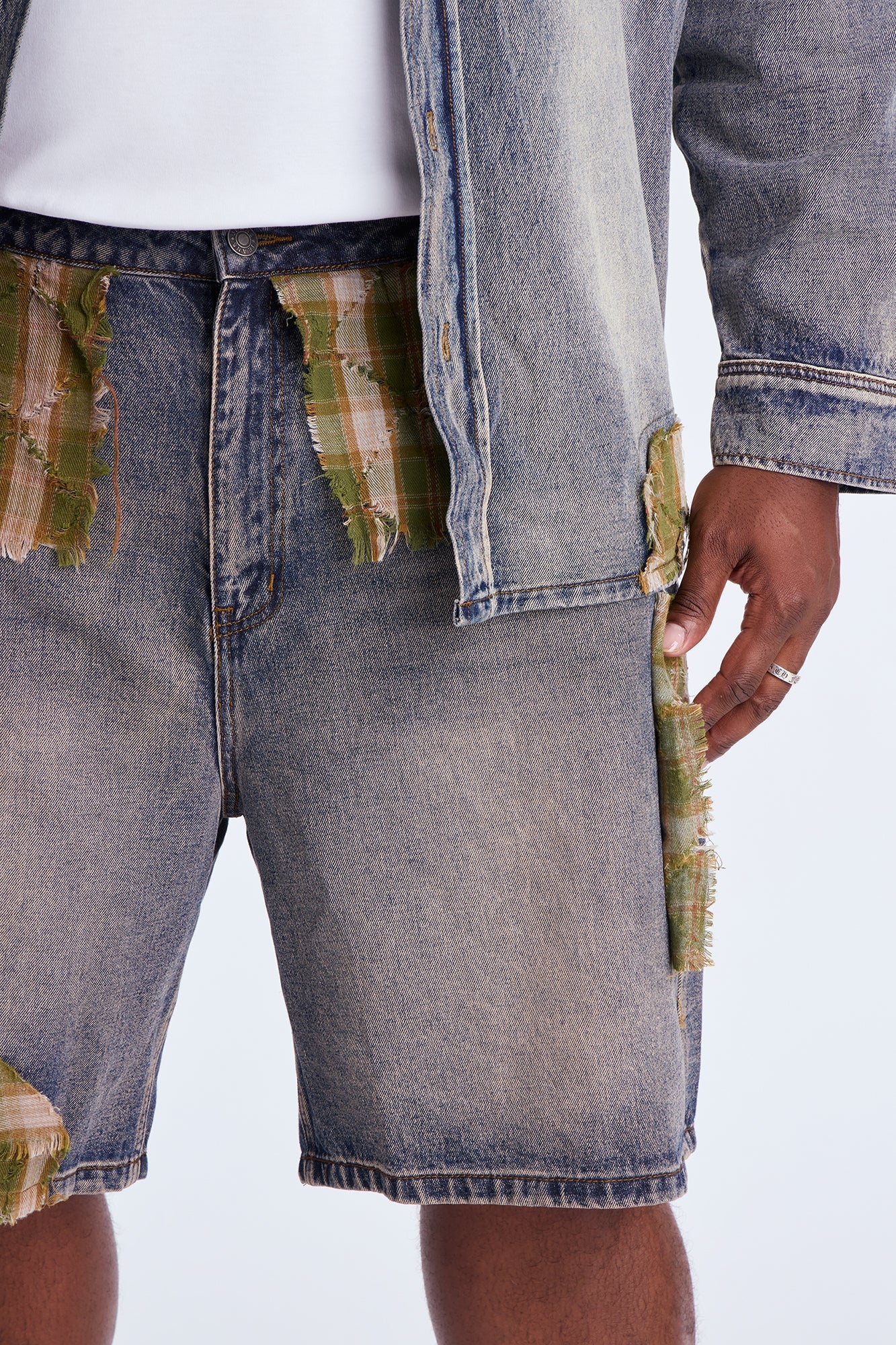 Straight Sohail Distressed Denim Short - Vintage Blue Wash