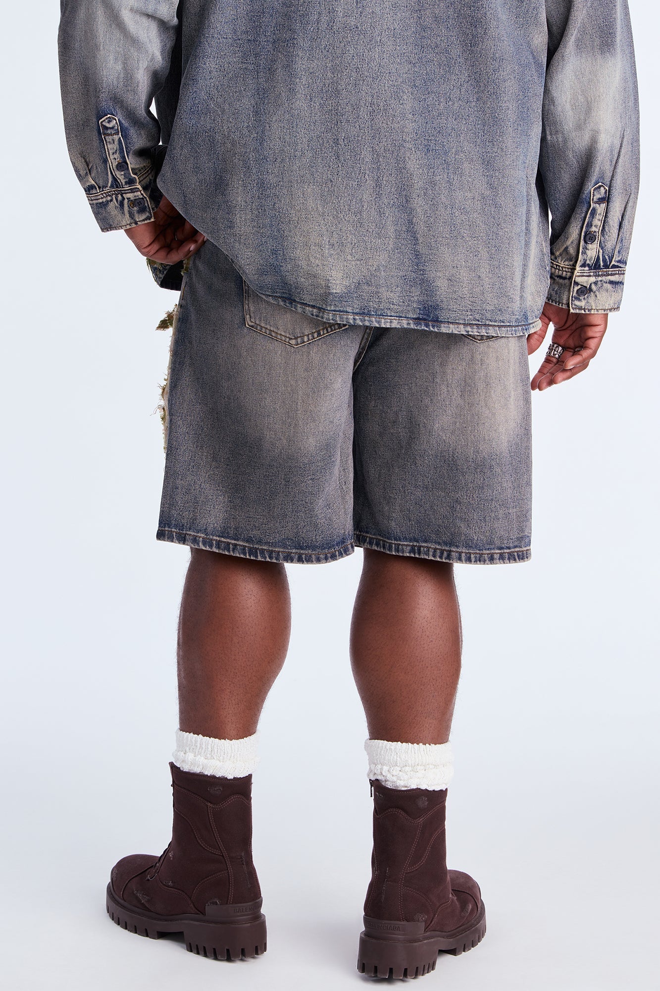 Straight Sohail Distressed Denim Short - Vintage Blue Wash