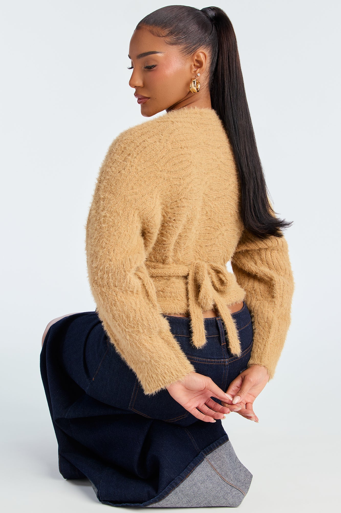 Snuggle Approved Tie Waist Cardigan - Beige
