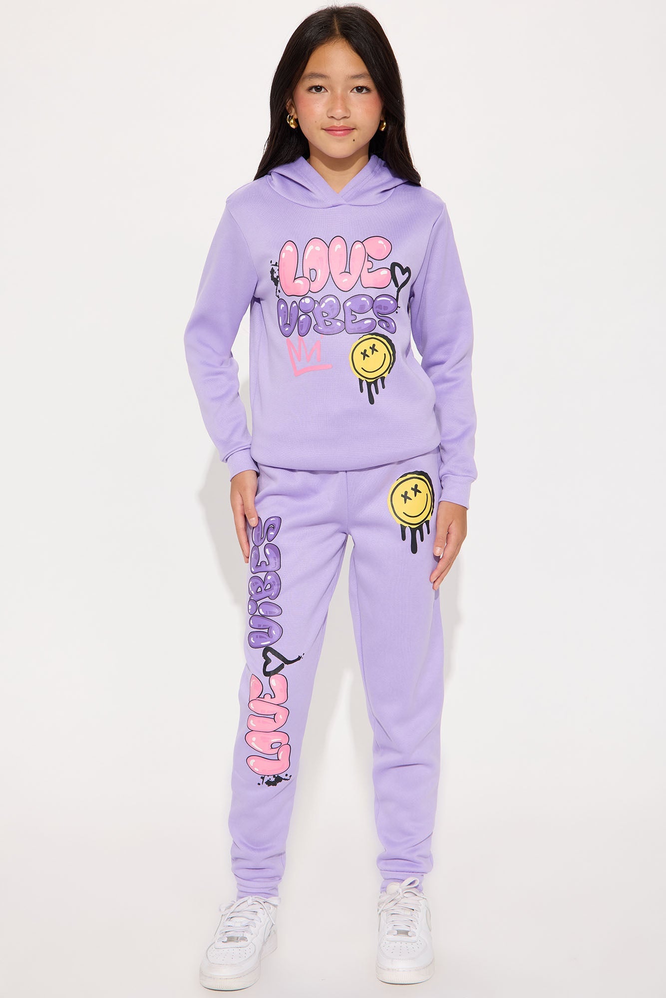 Mini Love Vibes Hoodie And Jogger Pant Set - Lavender