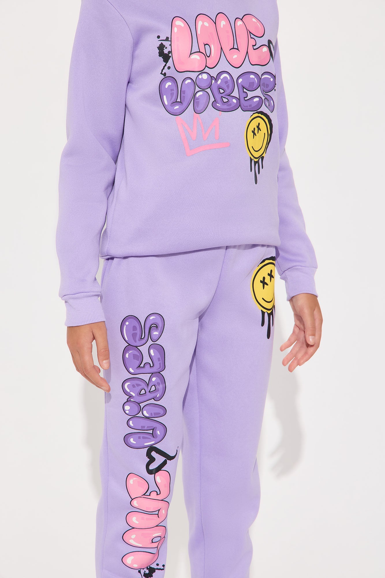 Mini Love Vibes Hoodie And Jogger Pant Set - Lavender