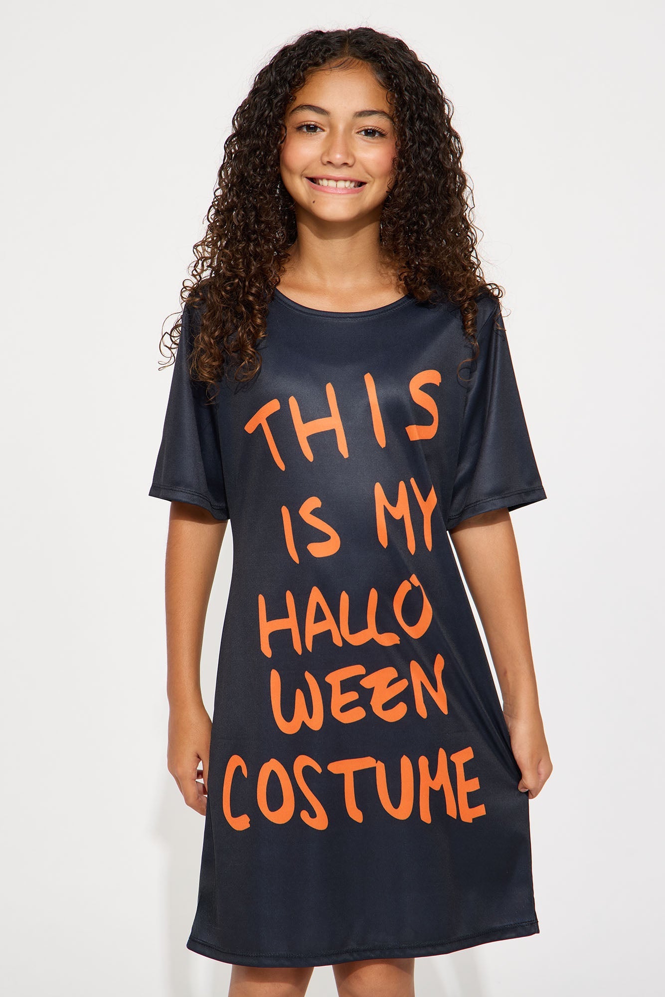 Mini This Is My Halloween Costume T-Shirt Dress - Black