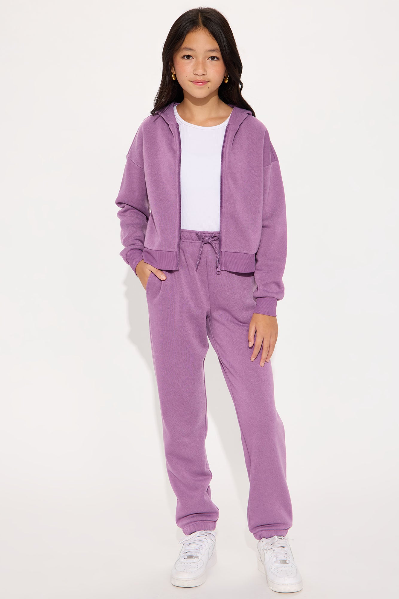 Mini Game On Fleece Jogger Set - Lilac