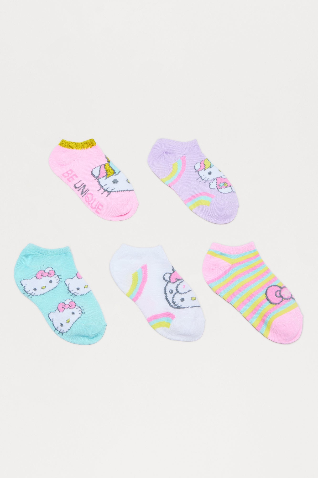 Mini Hello Kitty Be Unique No Show Socks 5 Pack - Pink/combo