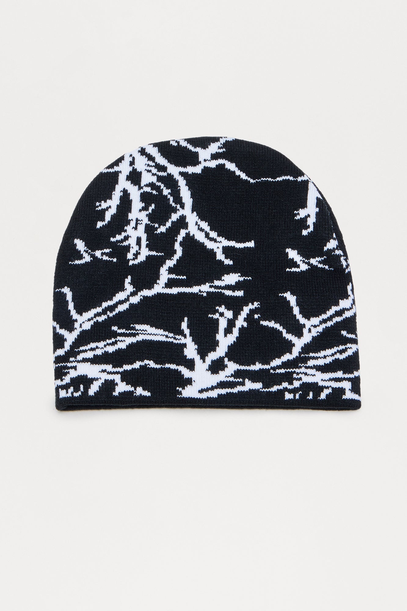 Mini Lightning Graphic Skull Cap Beanie - Black/White