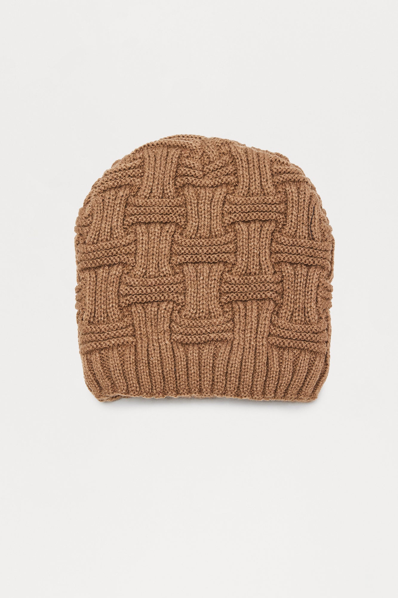 Mini Interlocking Knit Rib Lined Skull Fit Beanie - Brown