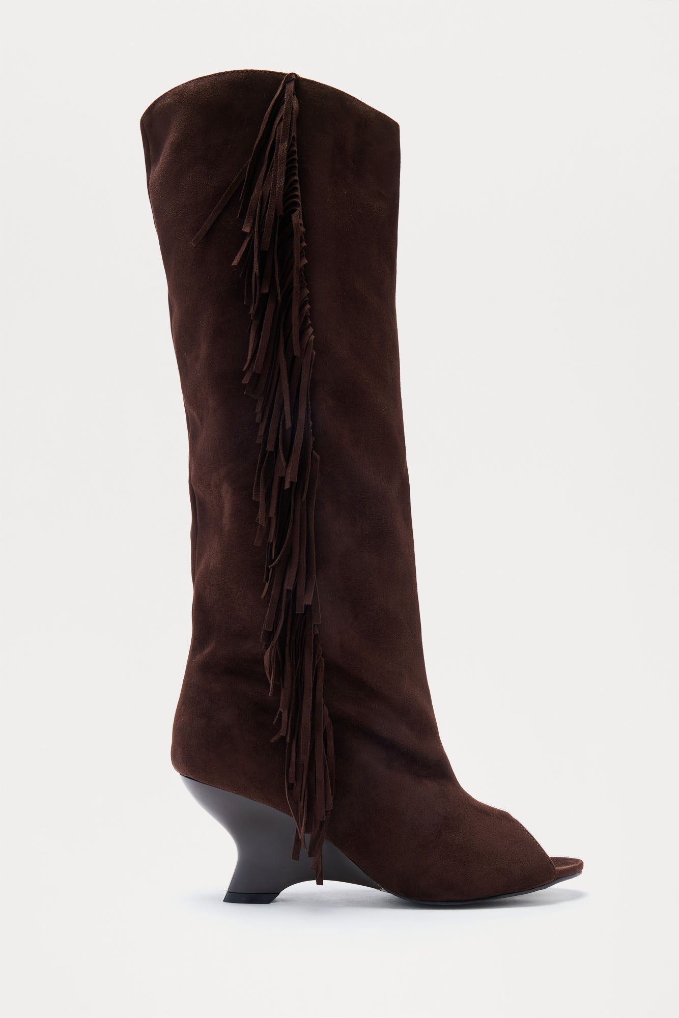 Wallace Tassel Wedge Boots - Chocolate