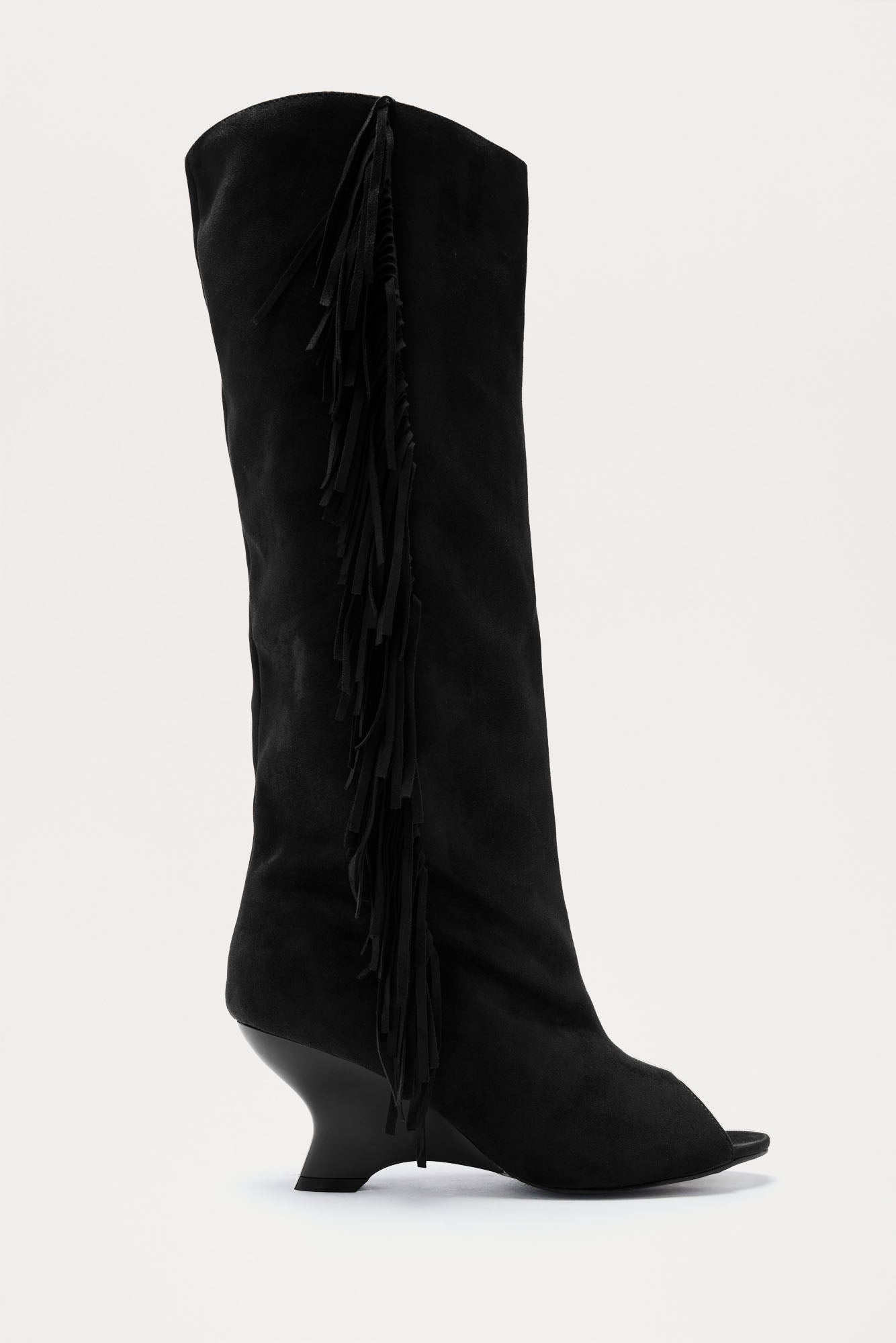 Wallace Tassel Wedge Boots - Black