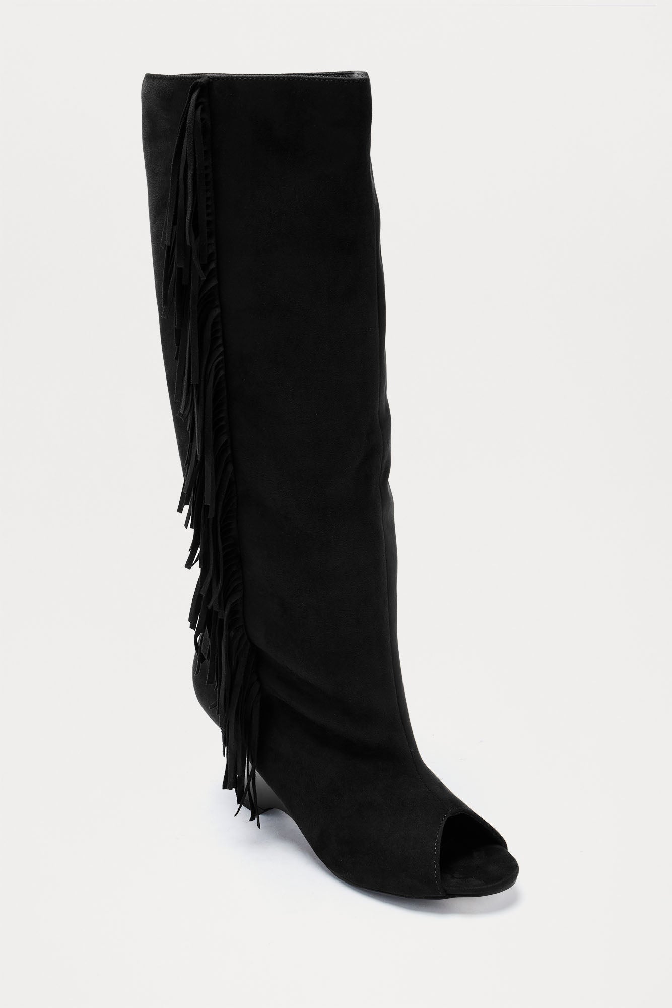 Wallace Tassel Wedge Boots - Black
