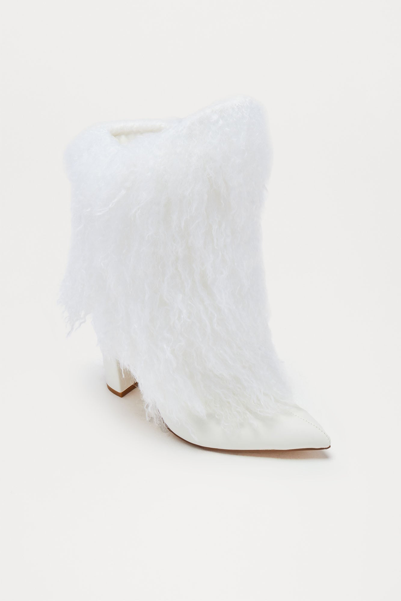 Falls Faux Fur Overlay Booties - White