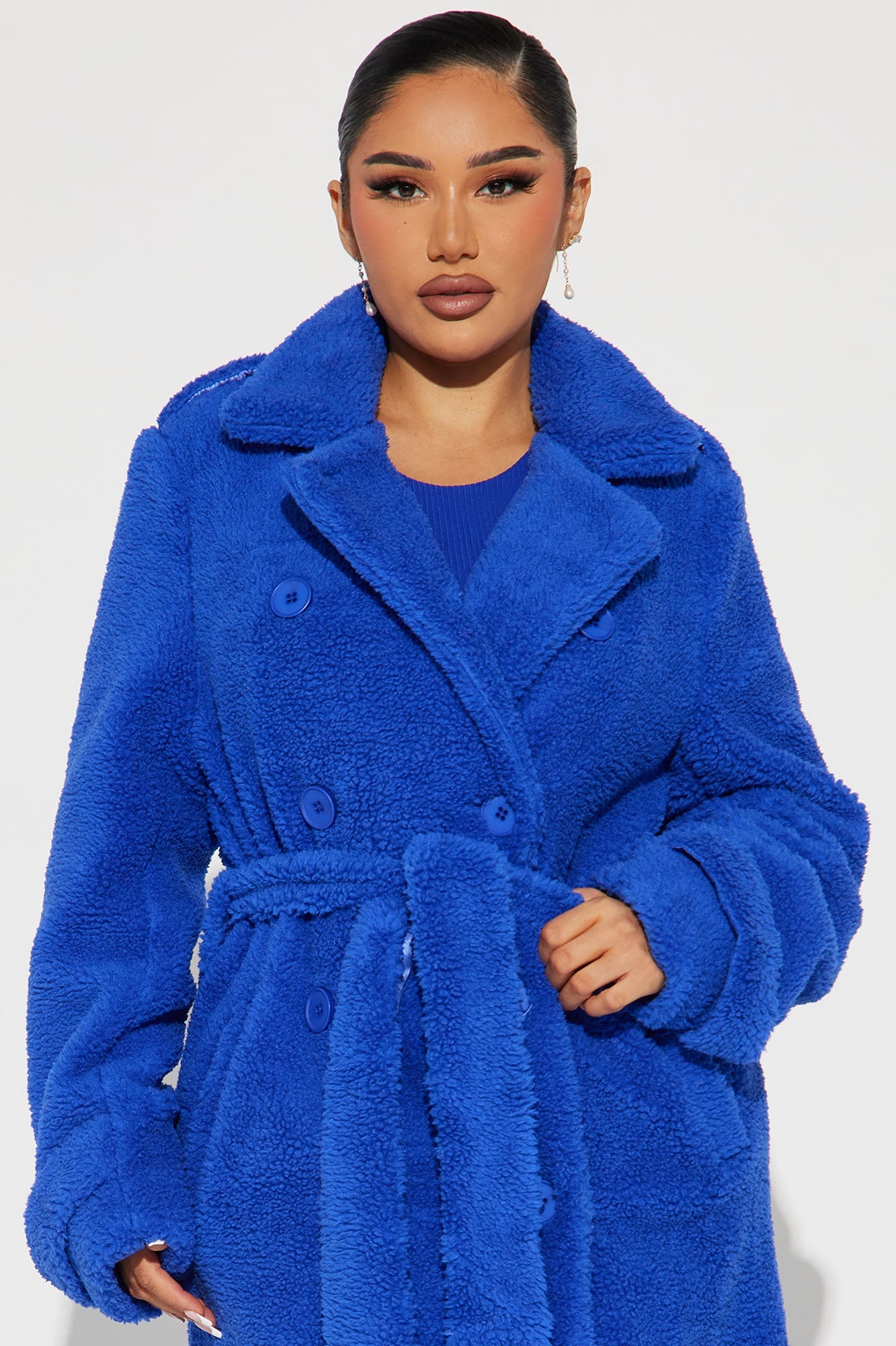 Treat Yourself Sherpa Coat - Royal