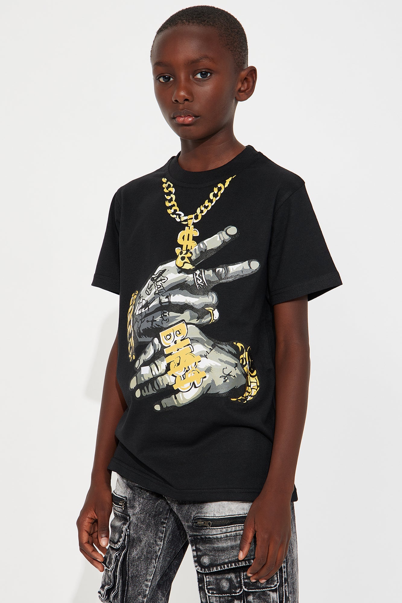 Mini Money And Peace Short Sleeve Tee - Black