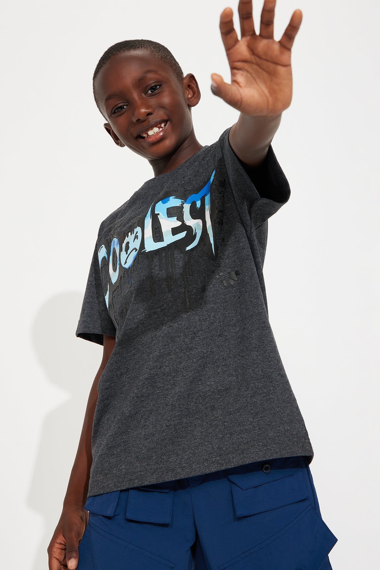 Mini The Coolest Print T-Shirt - Charcoal