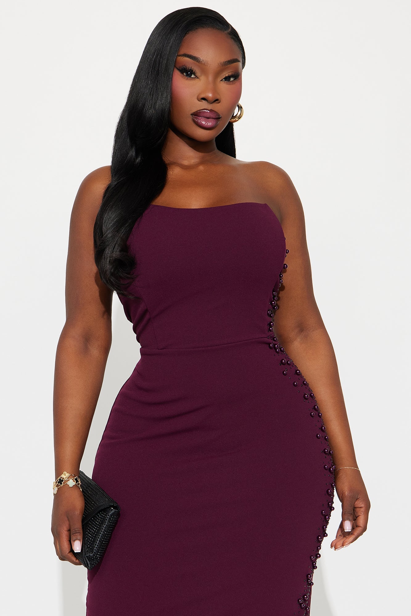 Heart Eyes Embellished Maxi Gown - Plum