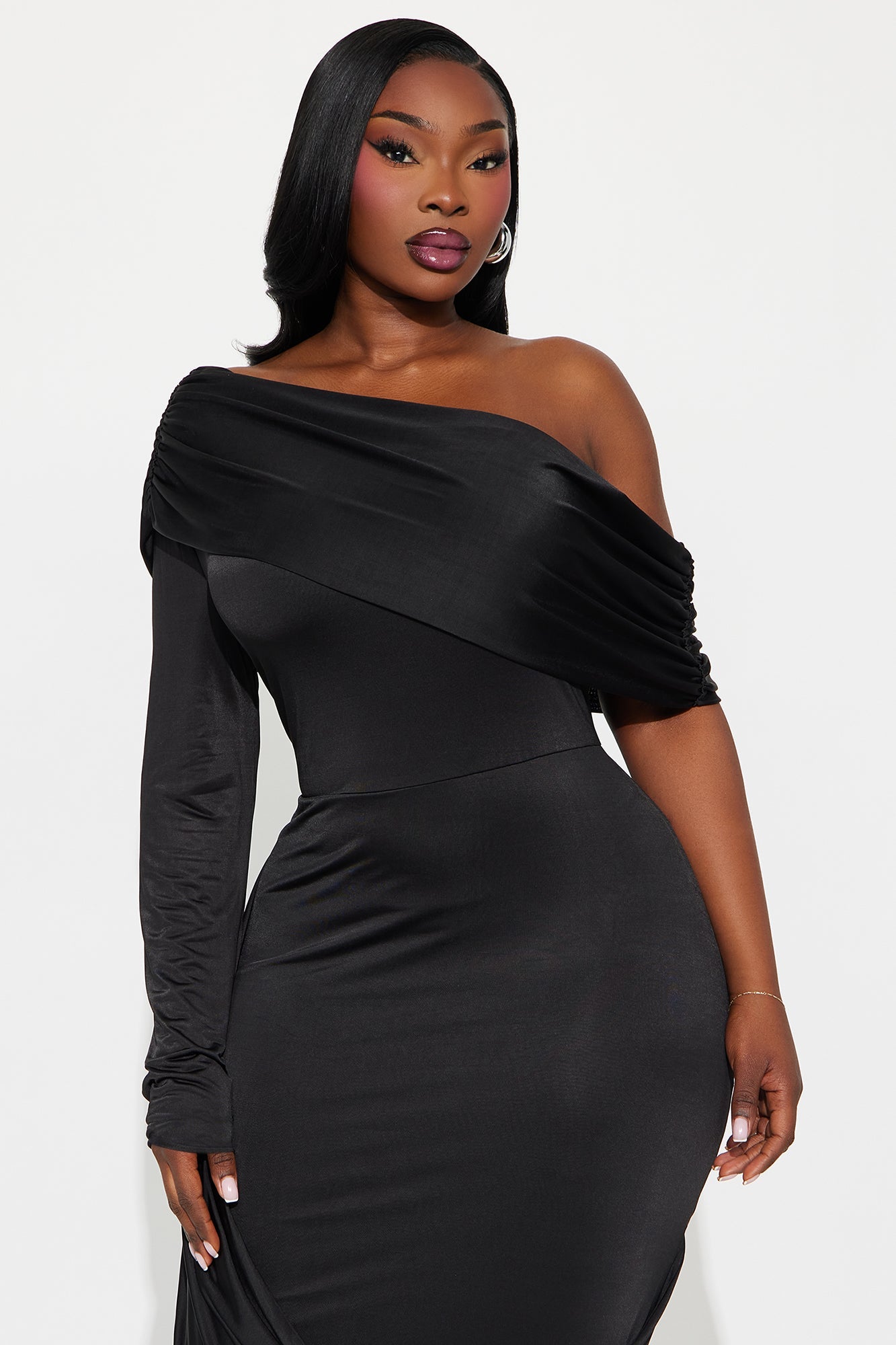Worth The Wait Draped Maxi Dress - Black