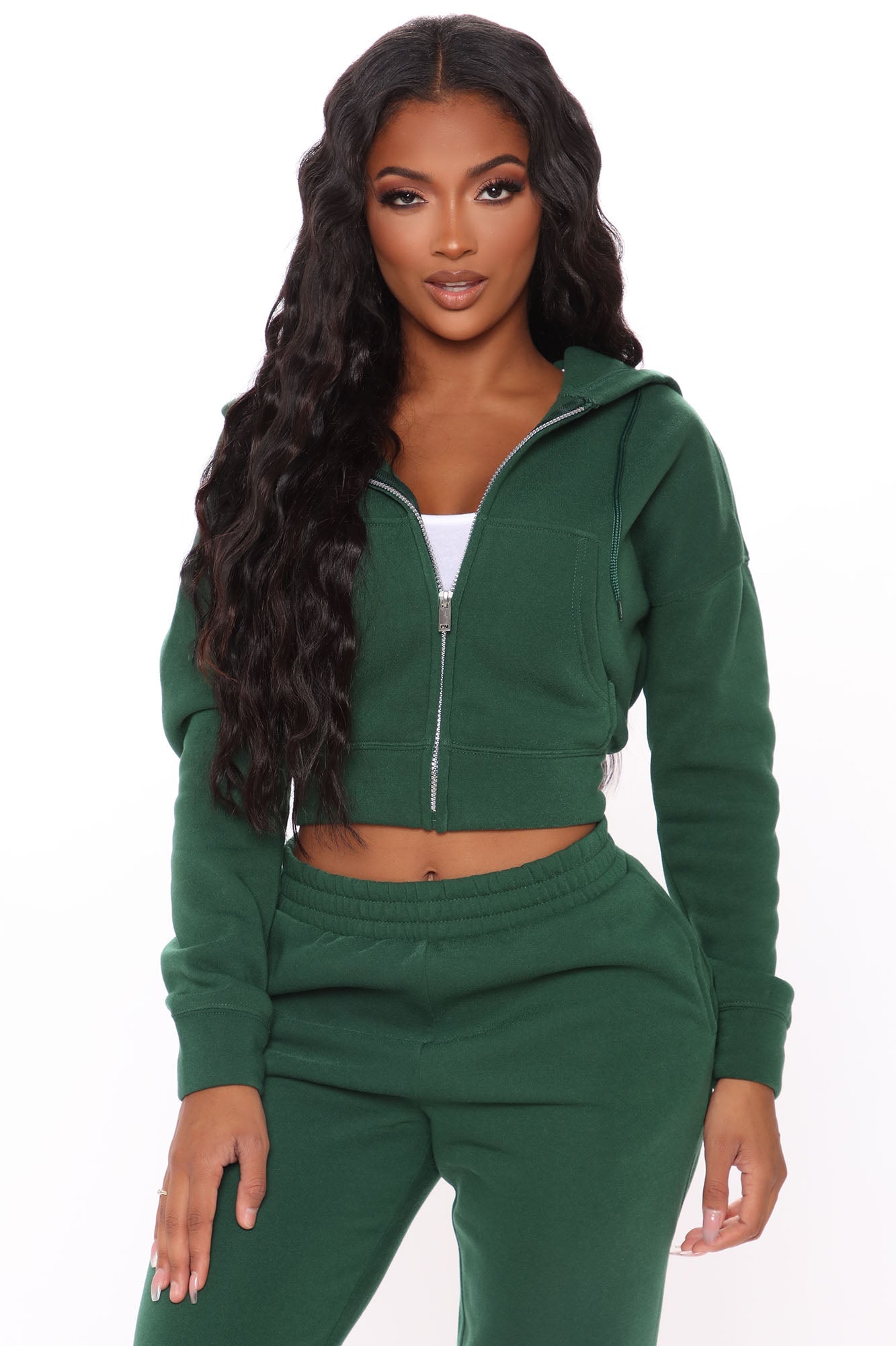 I Got This Zip Up Jacket And Jogger Set - Hunter