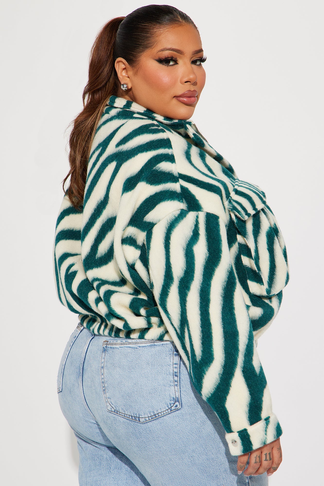 Mixed Feelings Faux Wool Jacket - Green/combo