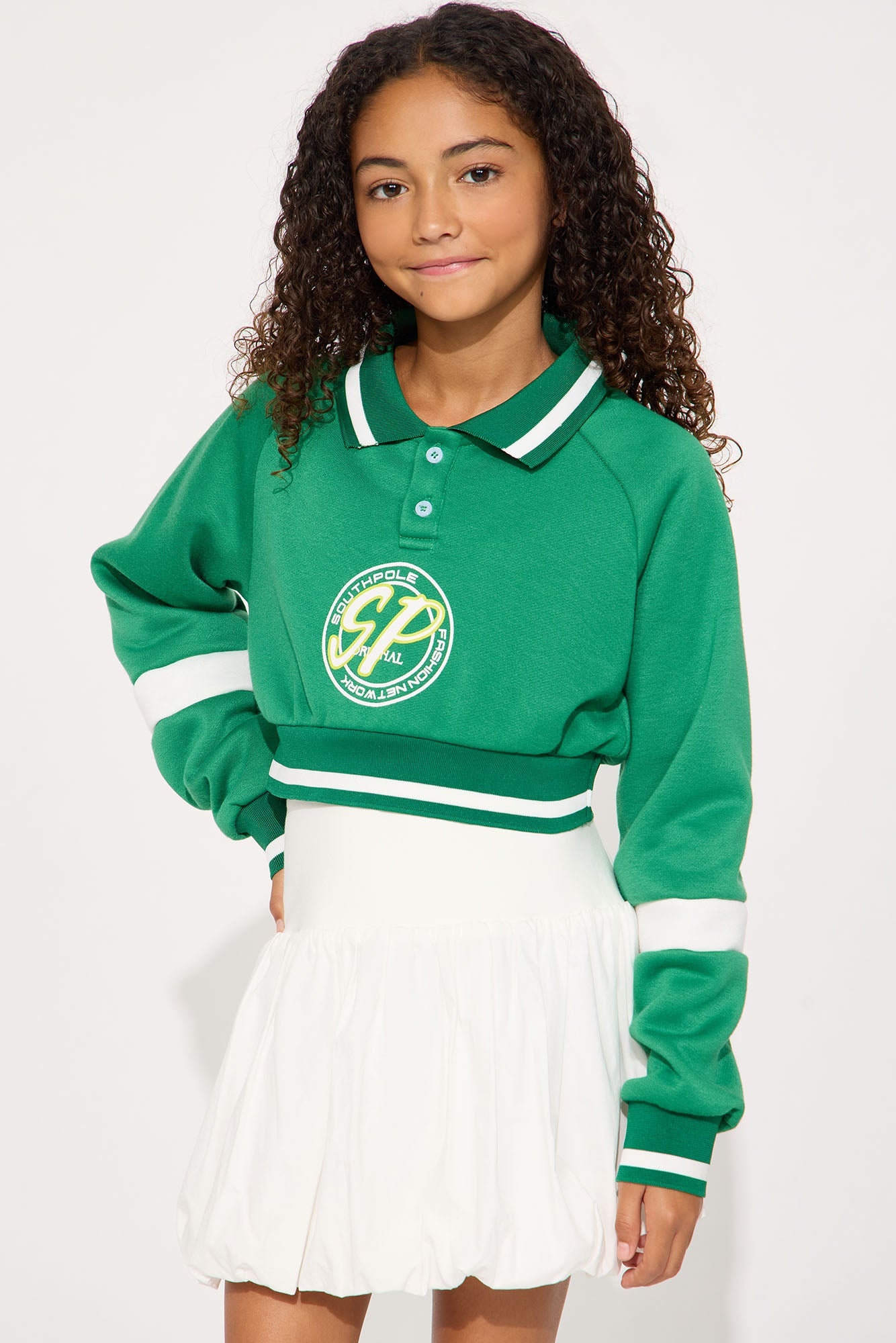 Mini Southpole Sporty Cropped Top - Green