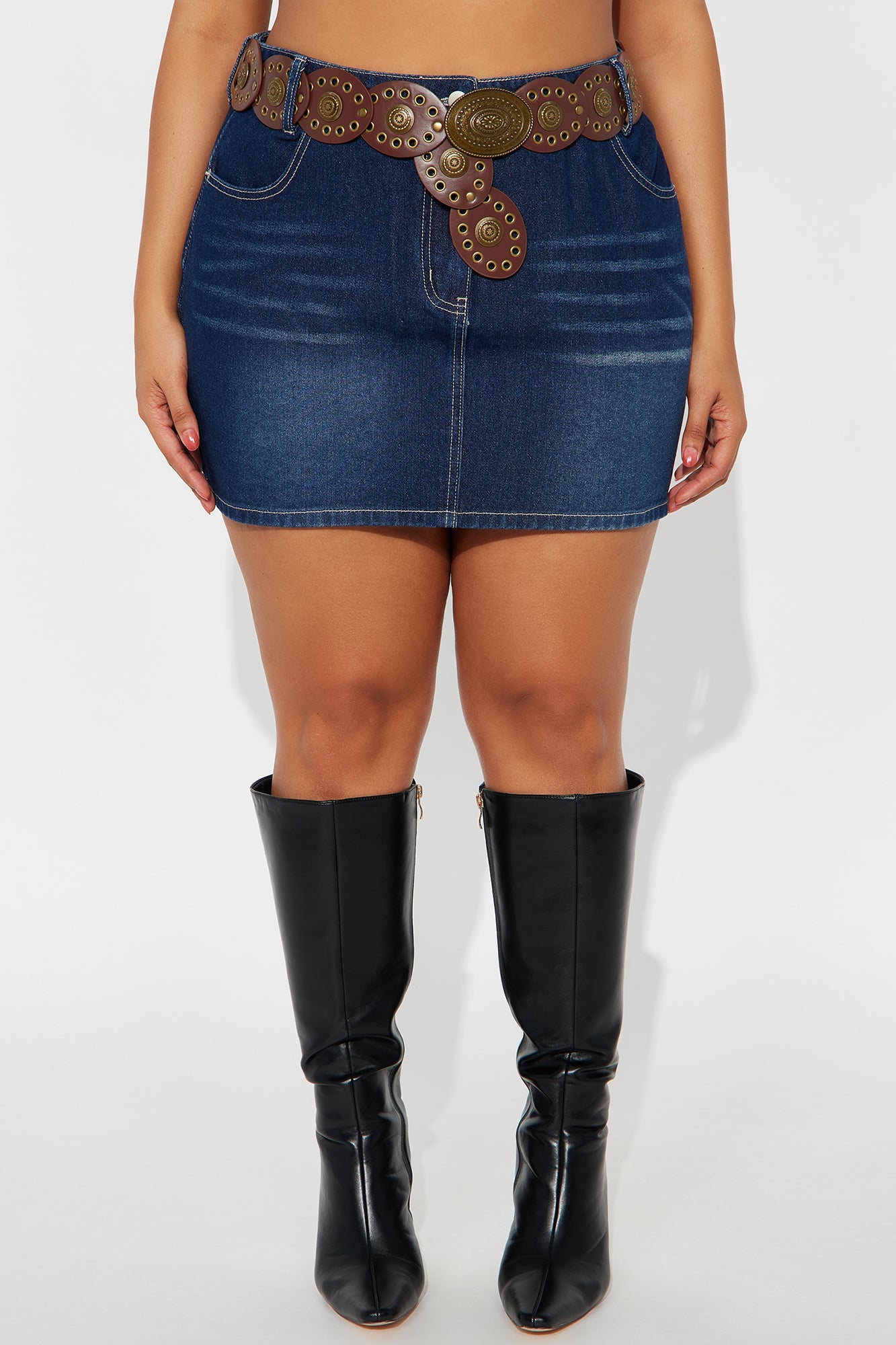 Darcy Belted Denim Mini Skirt - Dark Wash