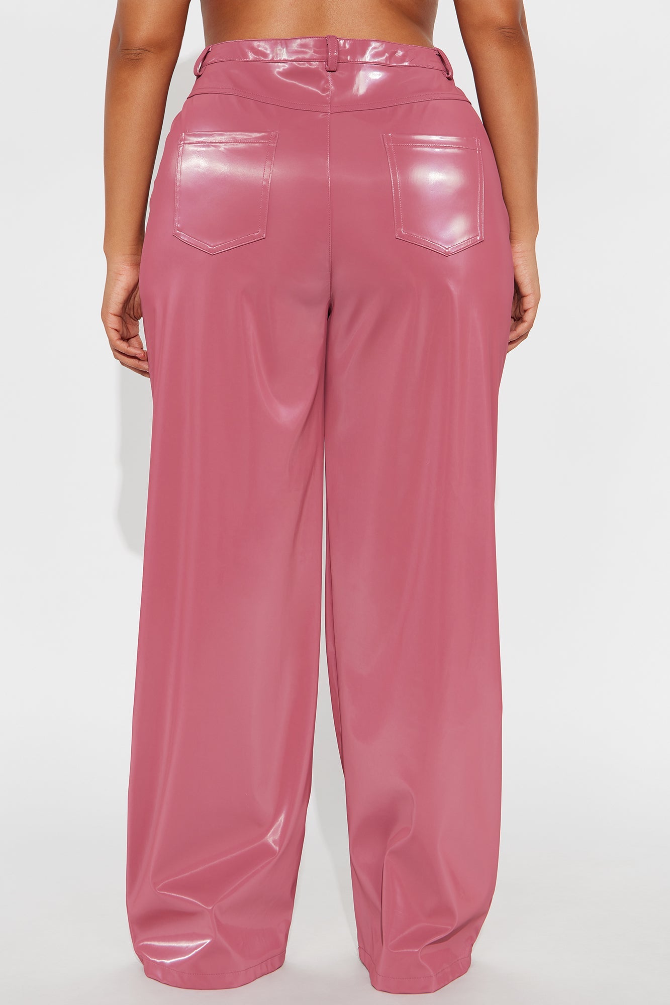 Imani Shimmer Faux Leather Wide Leg Pant 33″ - Pink