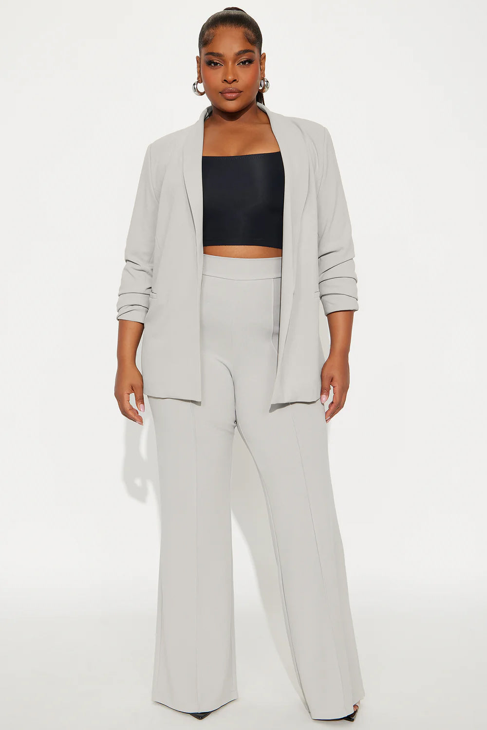 Victoria High Waisted Dress Pants - Light Grey