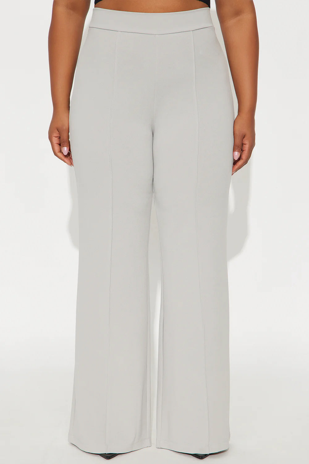 Victoria High Waisted Dress Pants - Light Grey