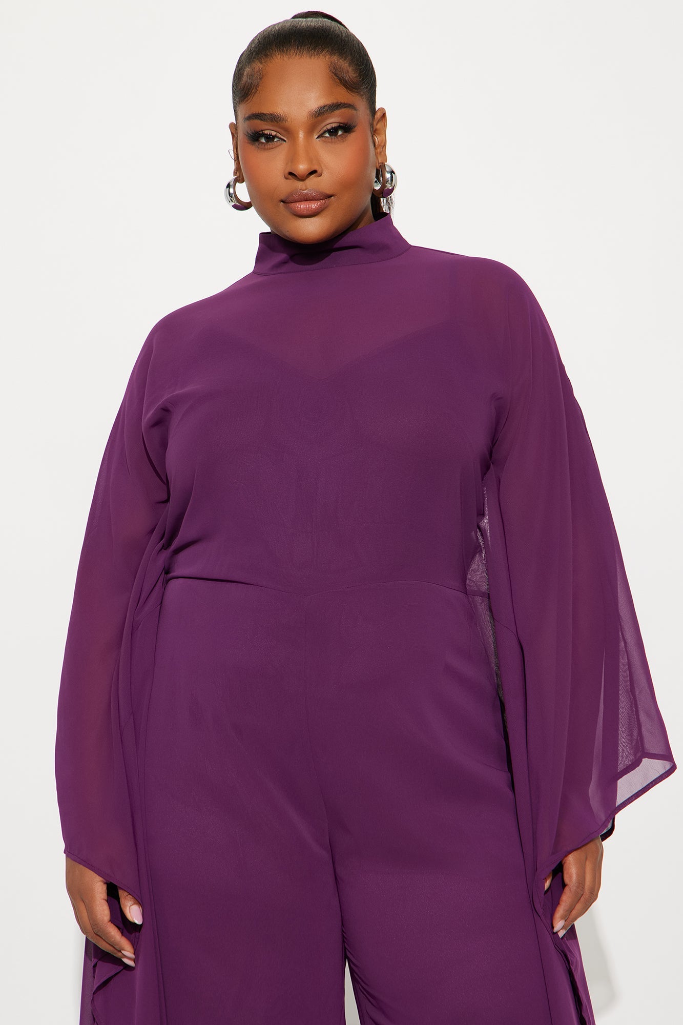Rosalia Draped Wide Leg Jumpsuit - Plum