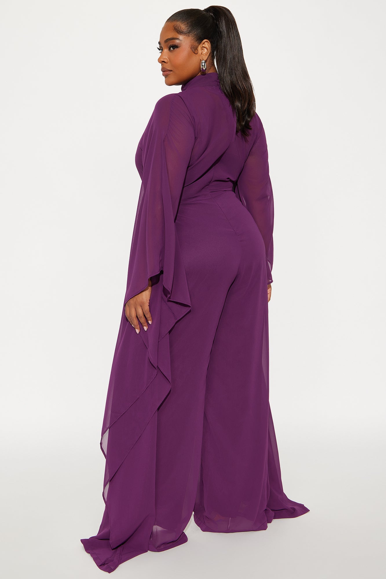 Rosalia Draped Wide Leg Jumpsuit - Plum