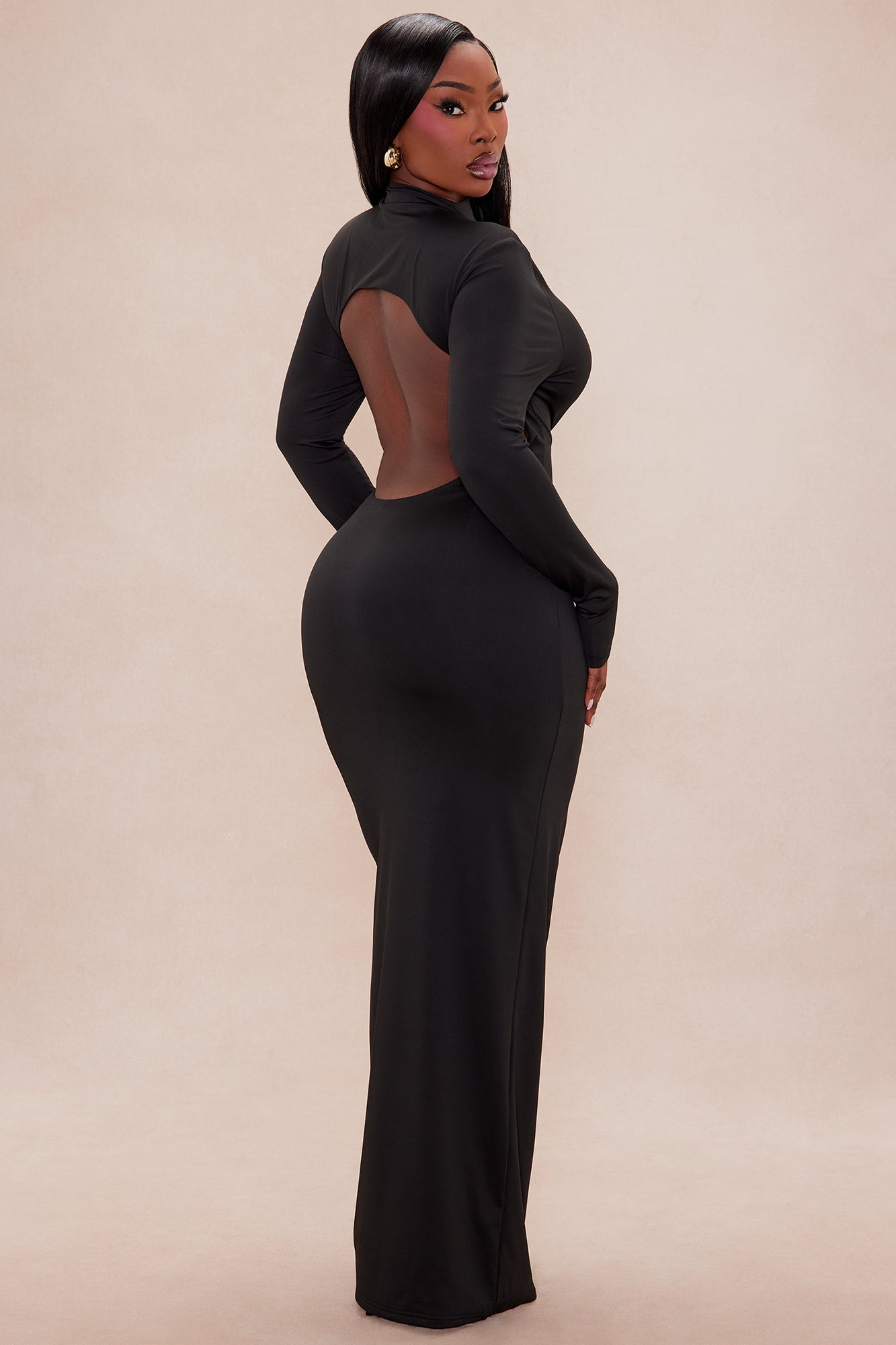 Kyra Double Layered Backless Maxi Dress - Black