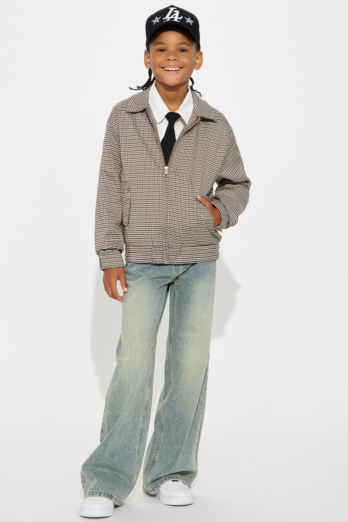 Mini Lucky Seeker Plaid Bomber Jacket - Brown/combo