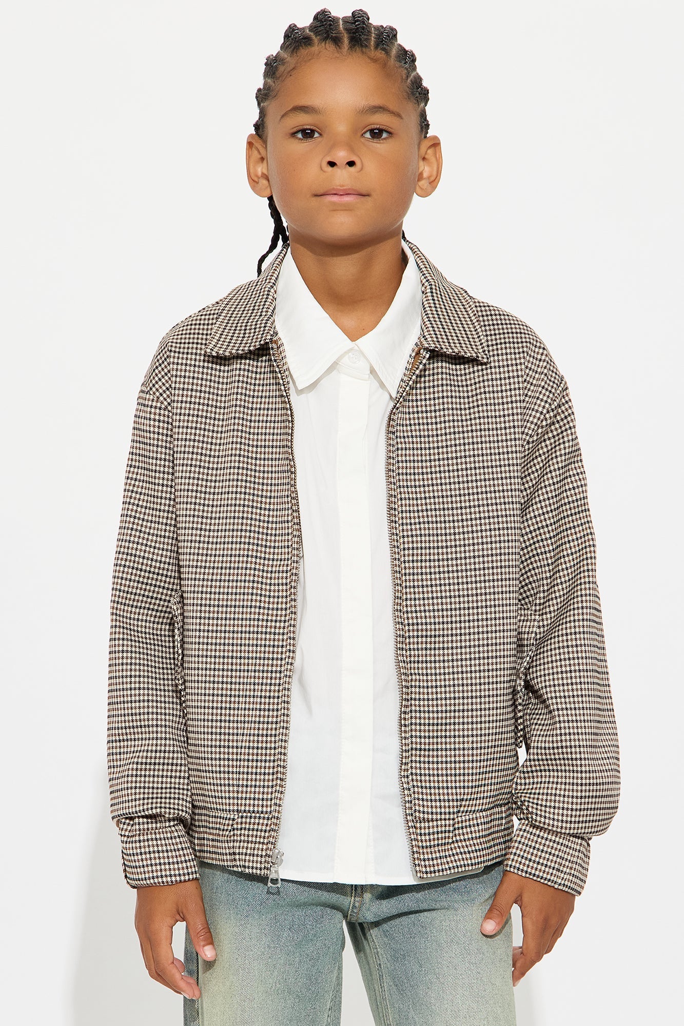 Mini Lucky Seeker Plaid Bomber Jacket - Brown/combo