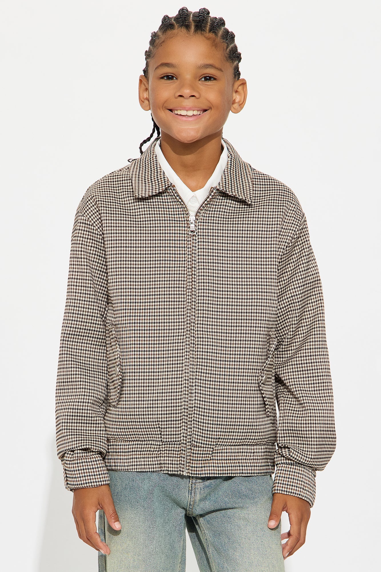Mini Lucky Seeker Plaid Bomber Jacket - Brown/combo