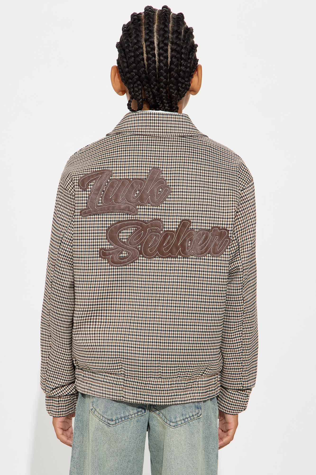 Mini Lucky Seeker Plaid Bomber Jacket - Brown/combo