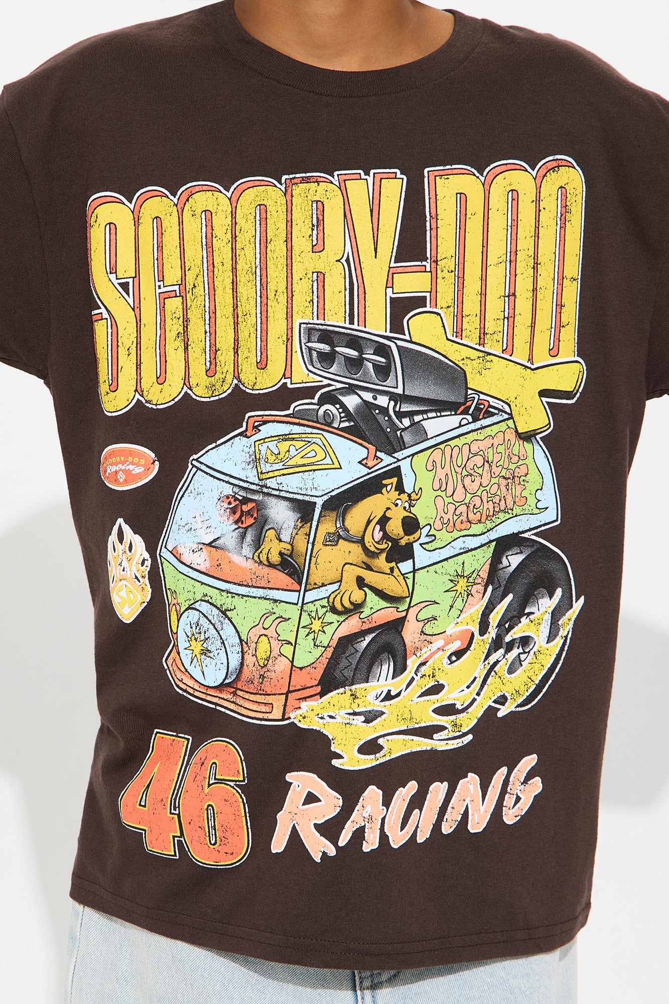 Mini Scooby Doo Racing 46 Oversized Short Sleeve Tee - Brown