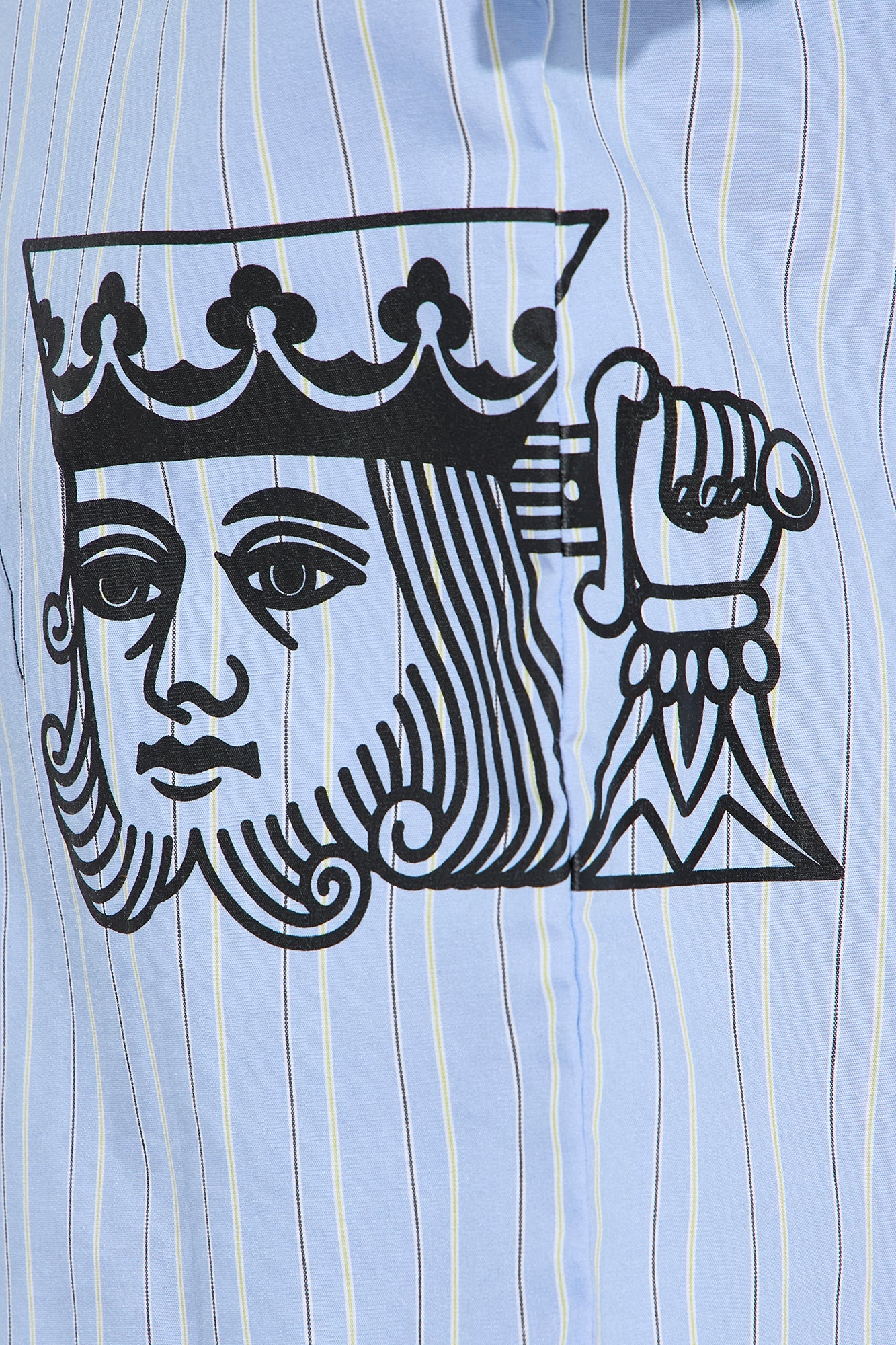 Mini Oversized Graphic Printed L/S Button Up Shirt - Blue/combo