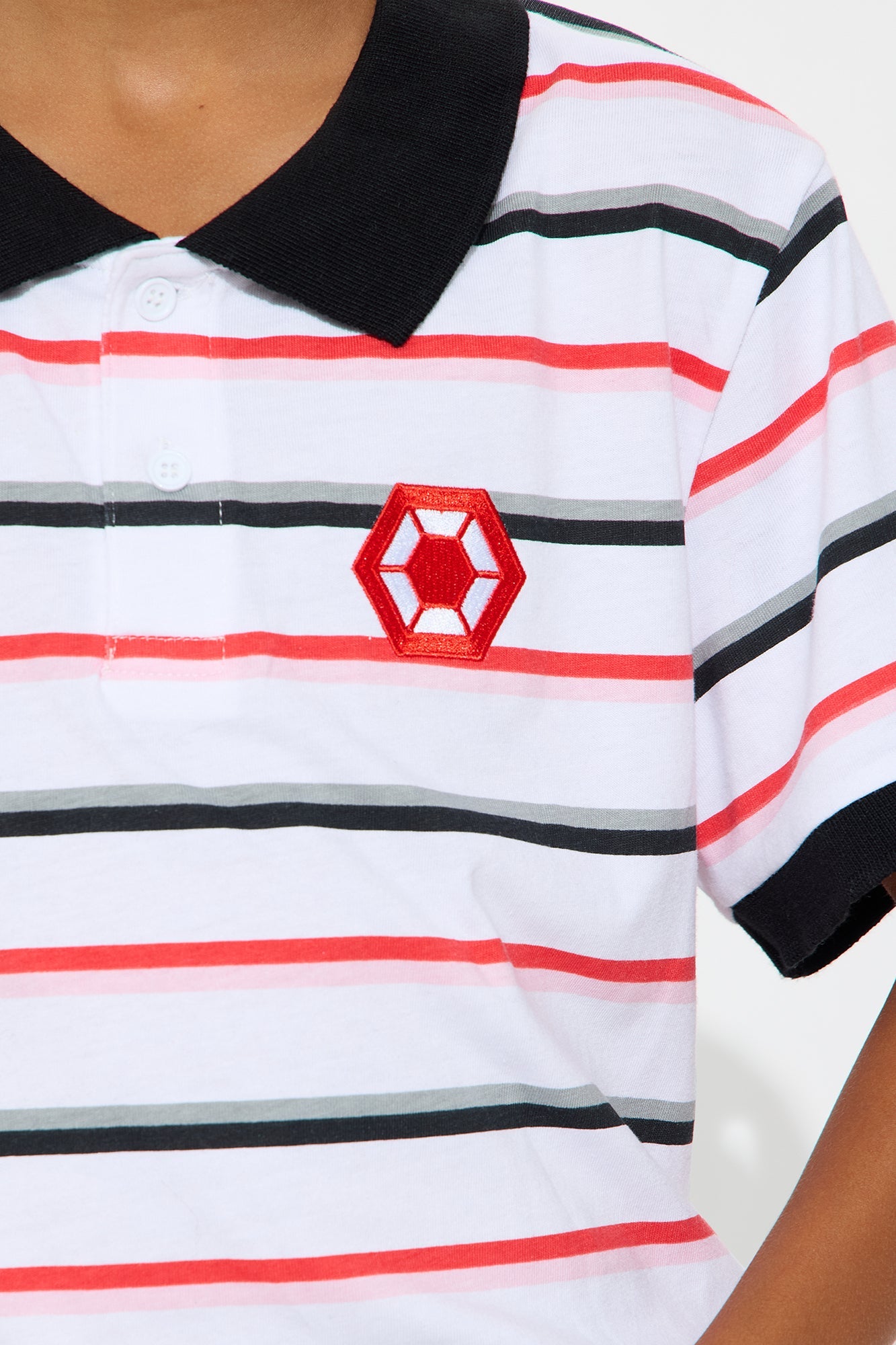 Mini Southpole Short Sleeve Full Striped Polo - White