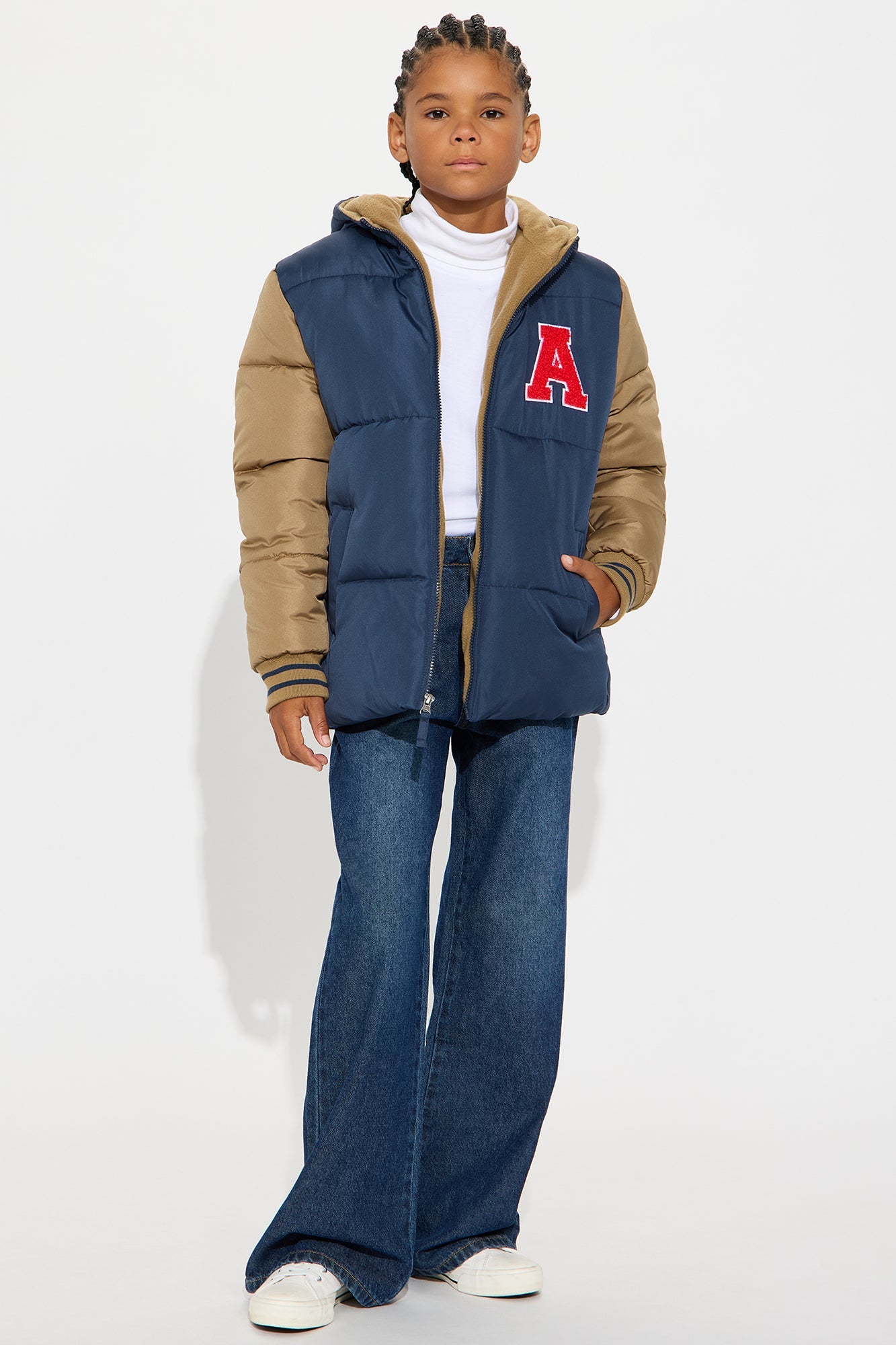 Mini Game On Varsity Puffer Jacket - Navy/combo