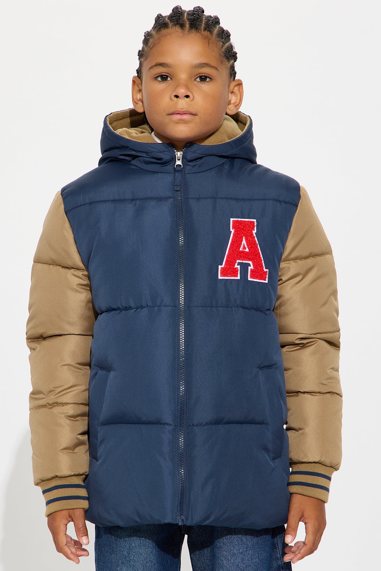 Mini Game On Varsity Puffer Jacket - Navy/combo