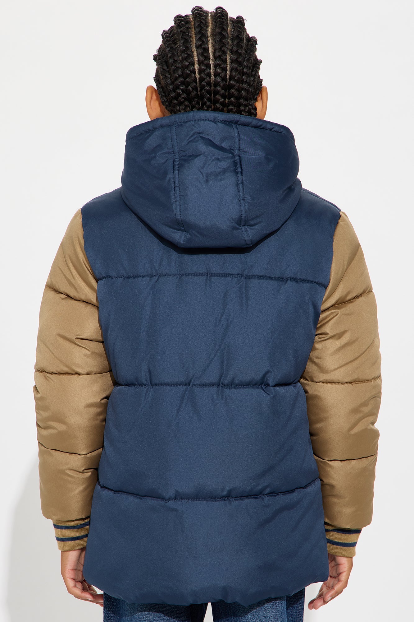 Mini Game On Varsity Puffer Jacket - Navy/combo