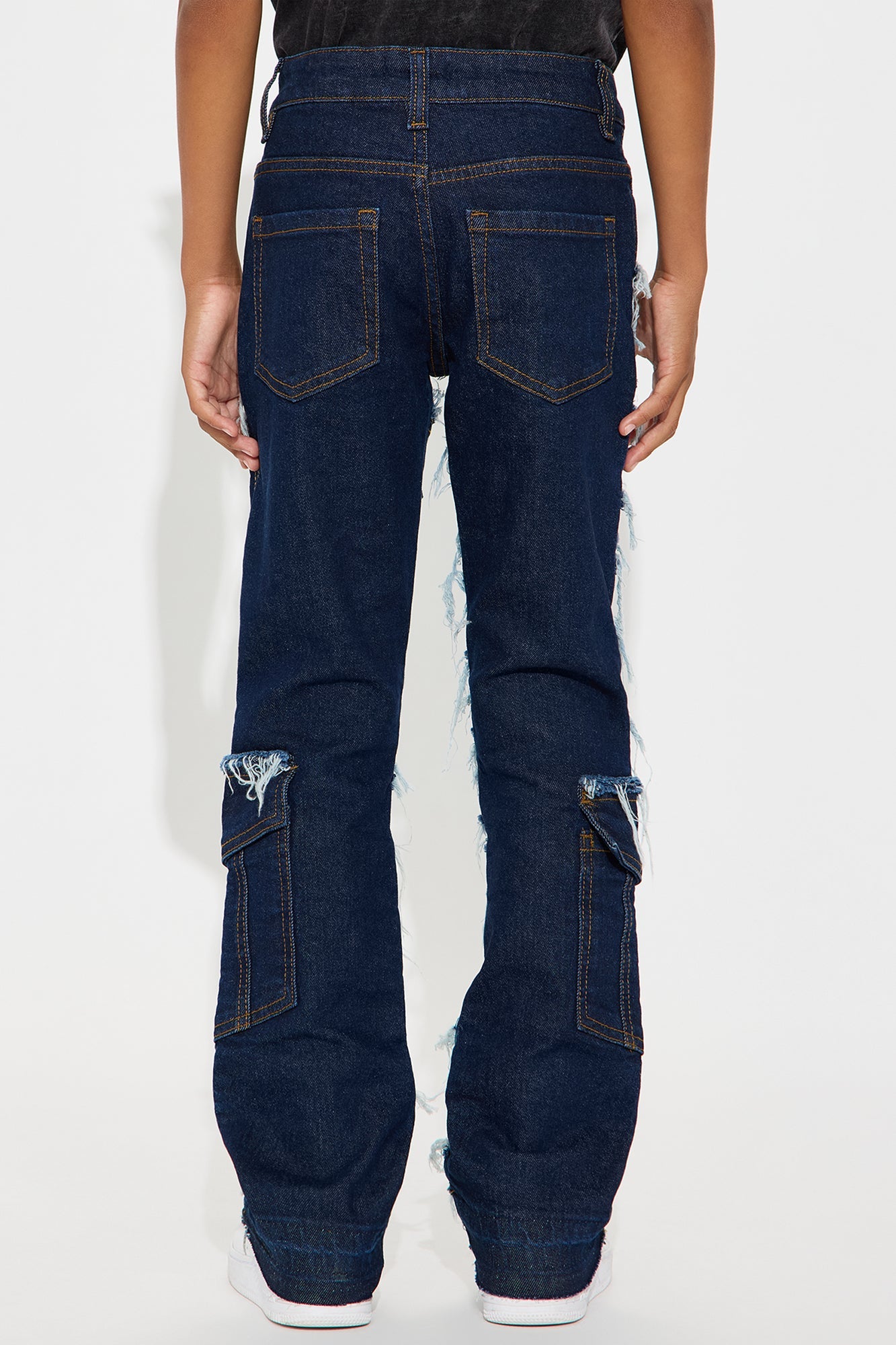 Mini On And On Frayed Skinny Flare Jeans - Dark Wash
