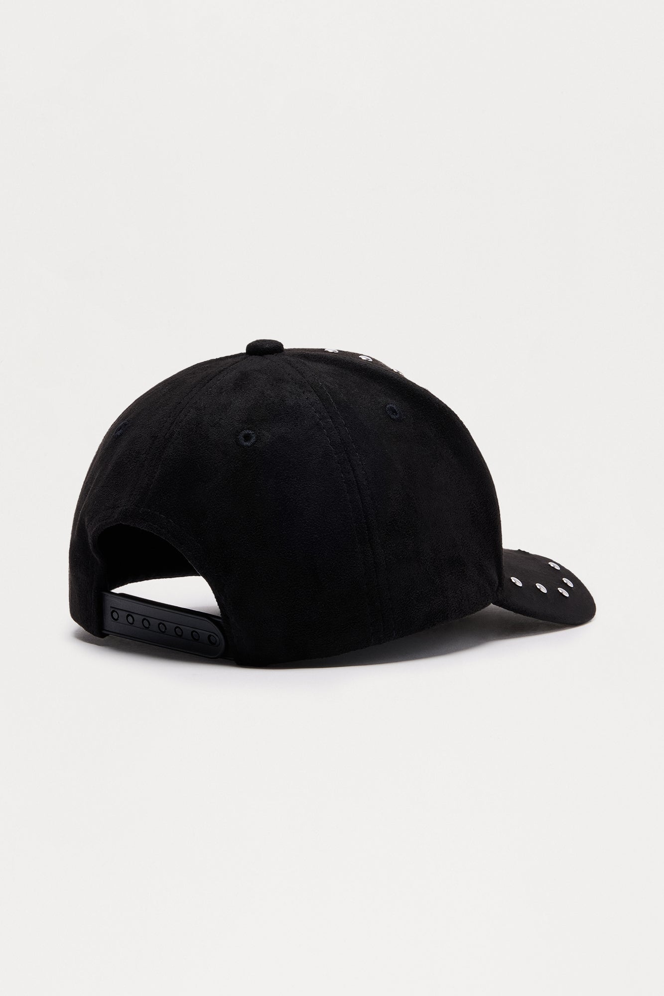 Crawler Studded Faux Suede Structured Snapback Hat - Black