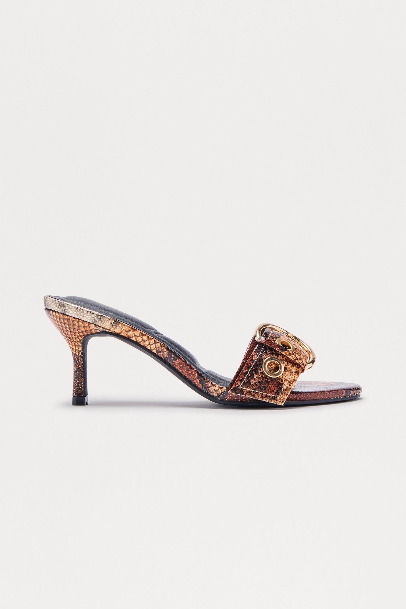 Donya Buckle Mules - Brown