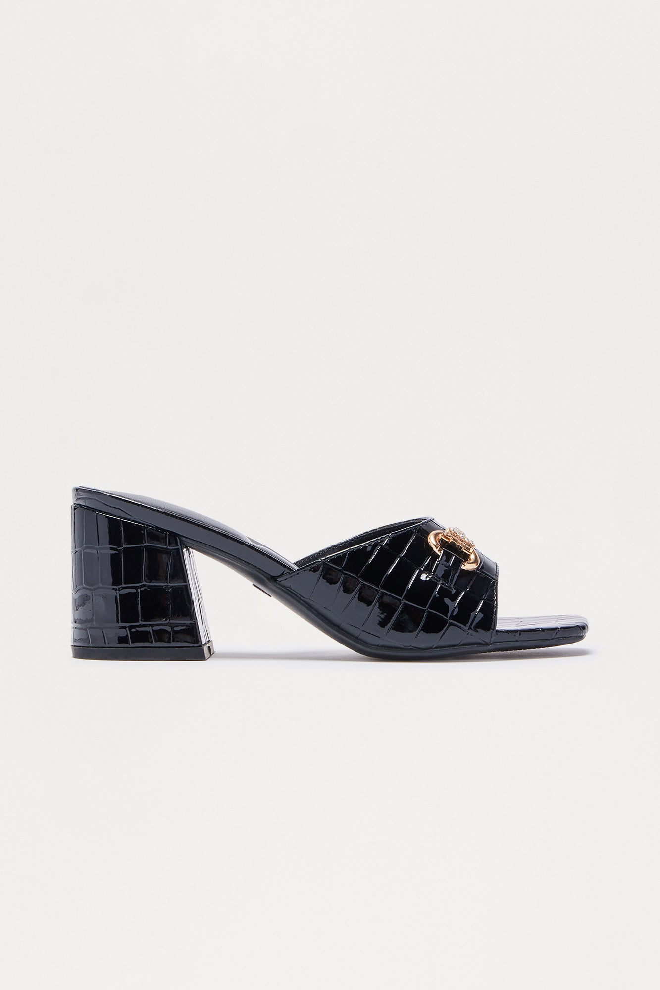 Xylia Hardware Croc Mules - Black