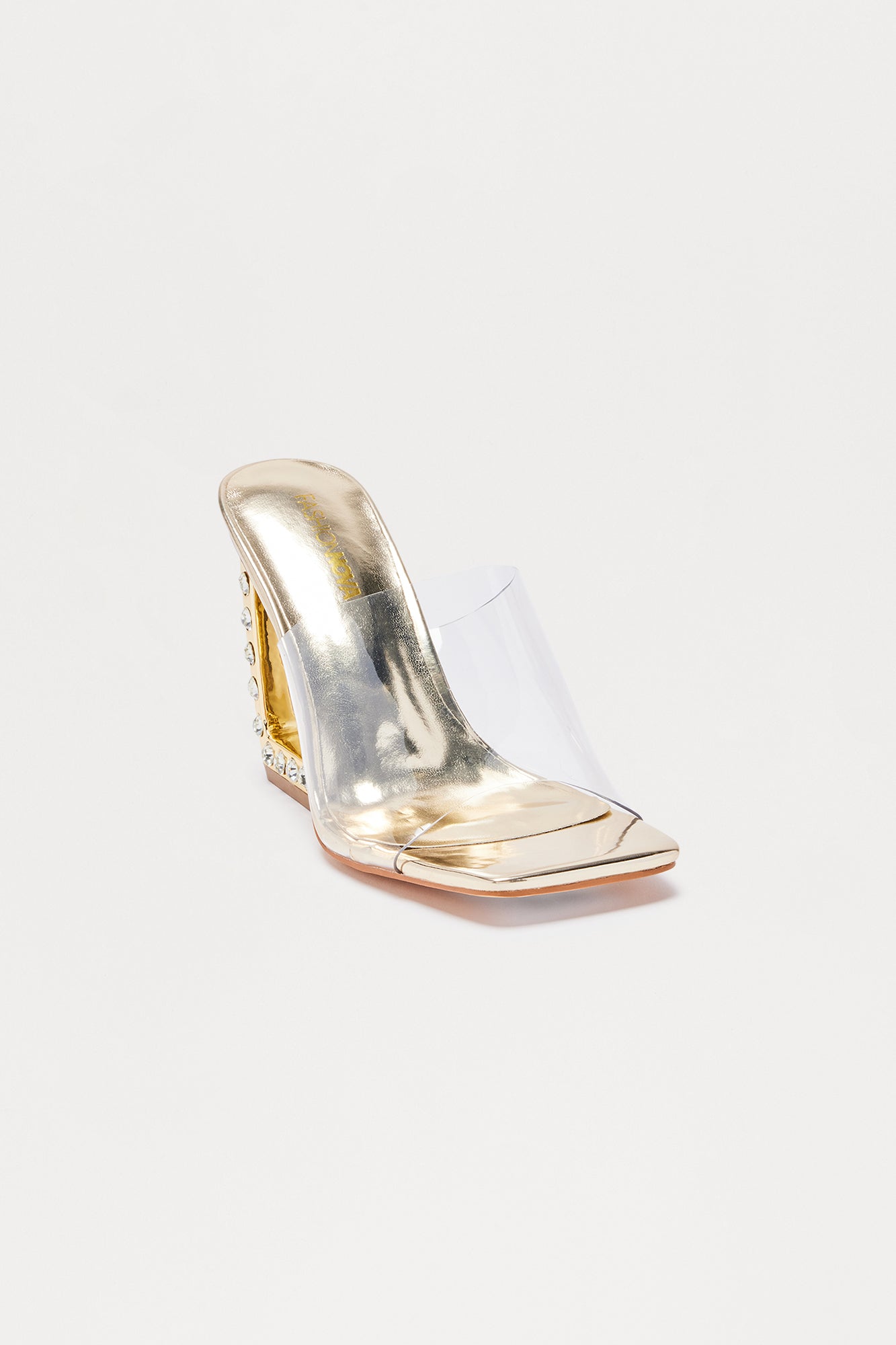 Zayna Rhinestone Trim Wedges - Gold