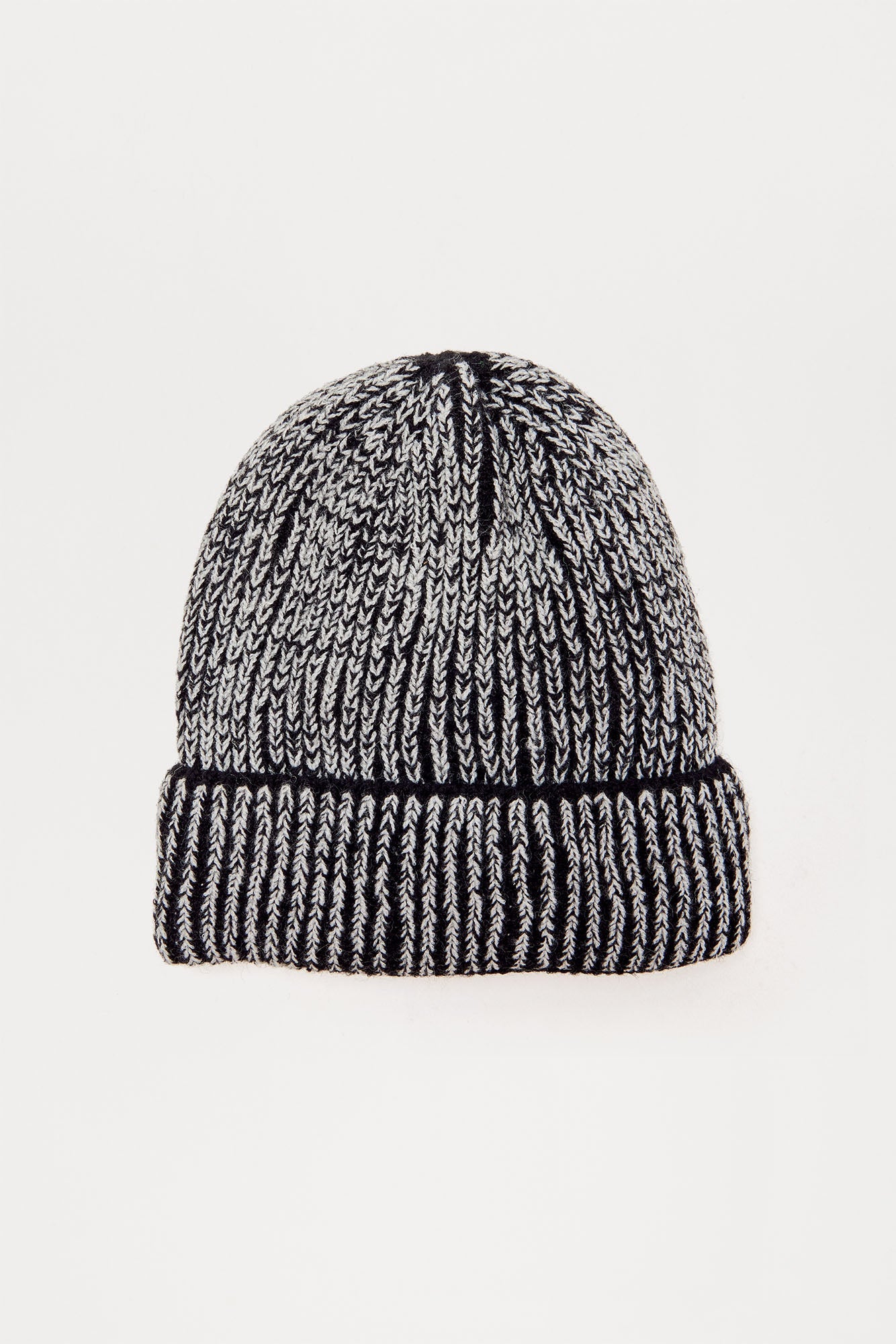 Lined Knitted Ribbed Beanie - Grey/Black