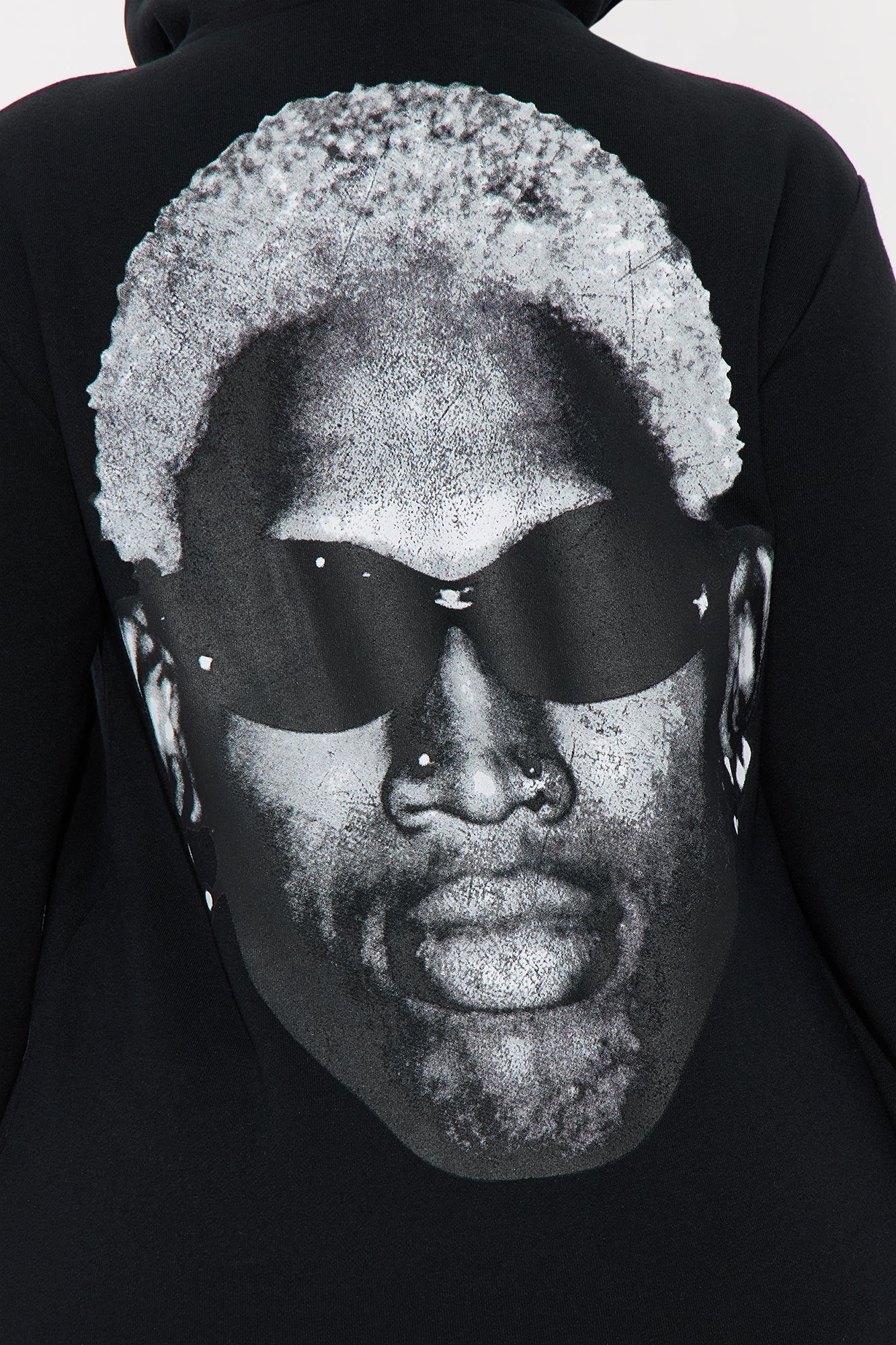 Rodman Jumbo Print Multi Graphic Hoodie Sweatshirt - Black