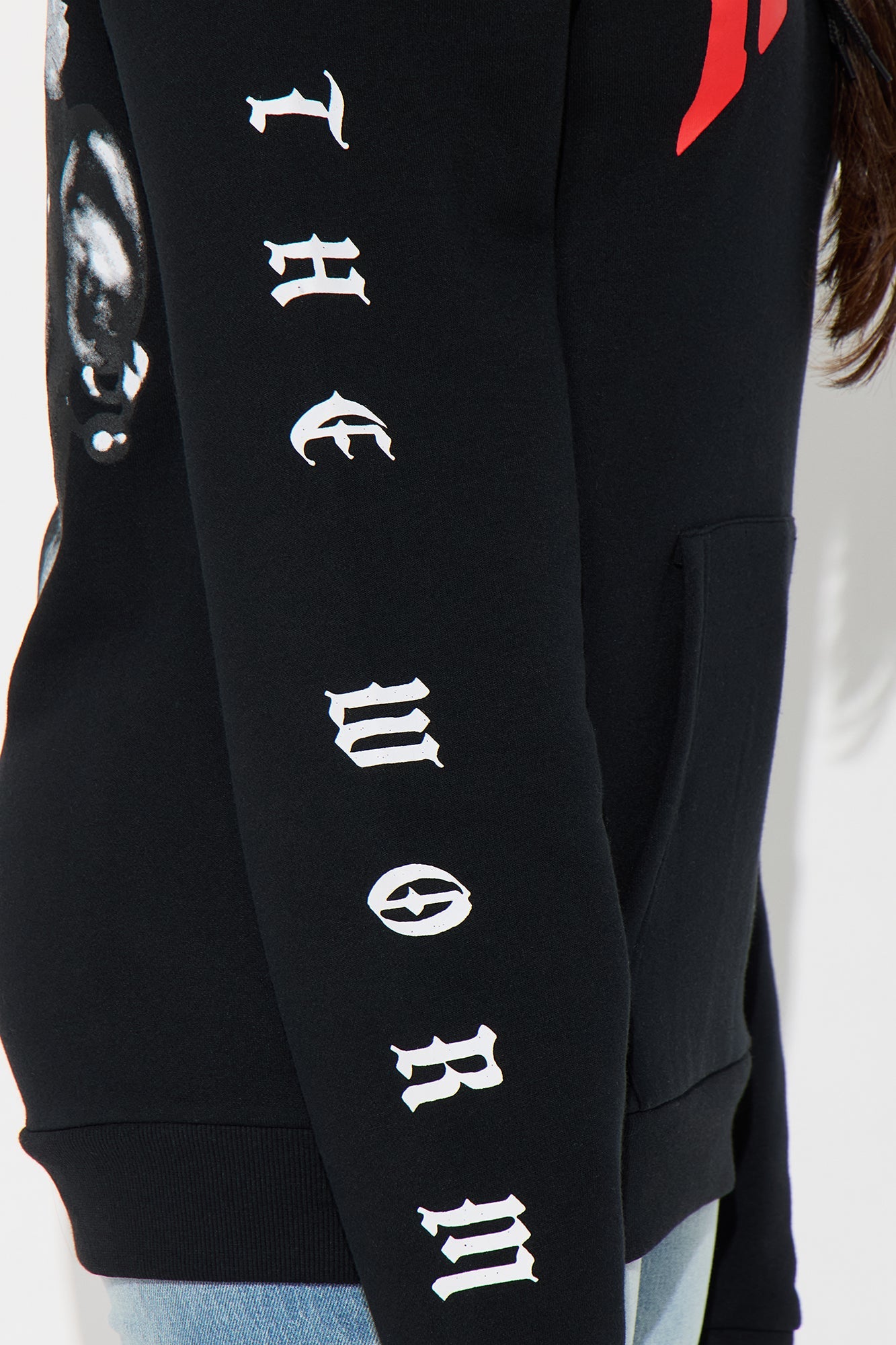 Rodman Jumbo Print Multi Graphic Hoodie Sweatshirt - Black