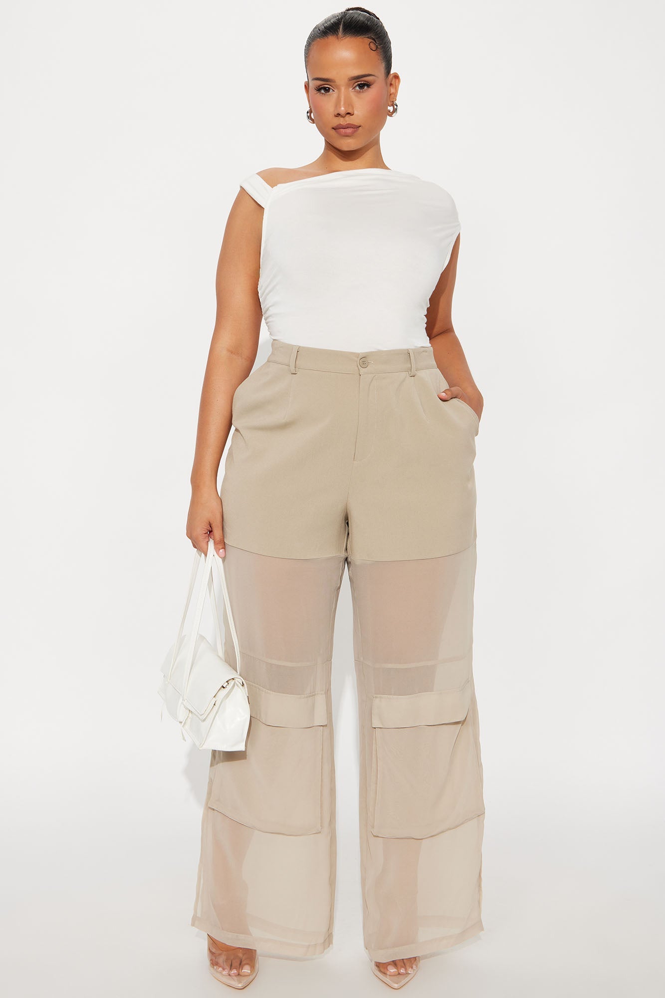 Lourdes Wide Leg Sheer Pant 32″ - Stone